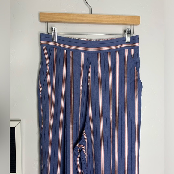 Band of Gypsies Blue Pink Striped High Waist Flare Flowy Pants Size Medium - Picture 2 of 9